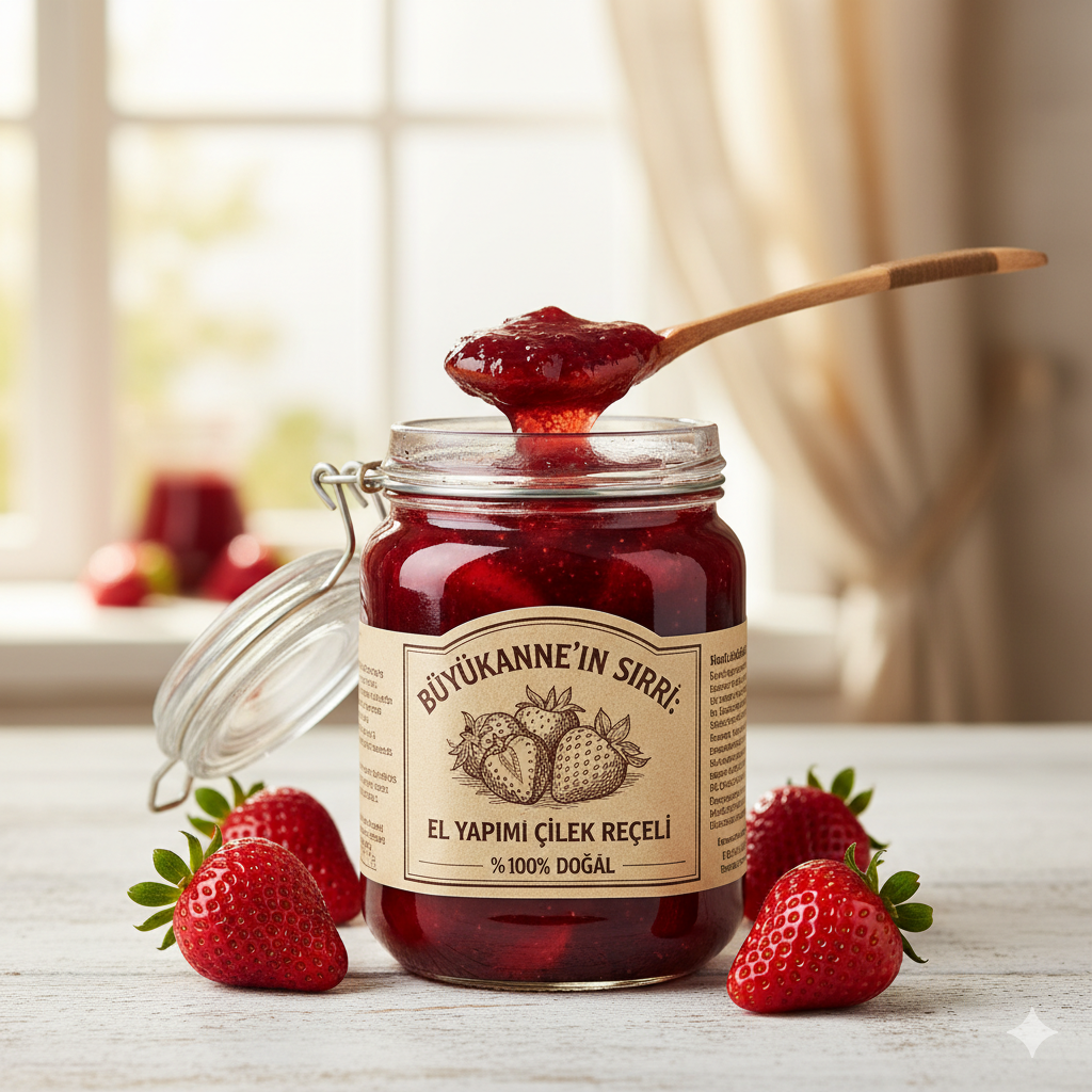Büyükanne'nin Sırrı: %100 Doğal El Yapımı Çilek Reçeli (720g)