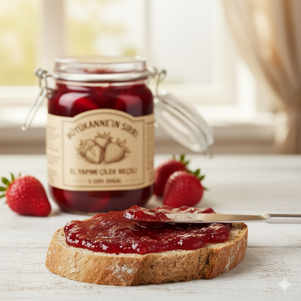 Büyükanne'nin Sırrı: %100 Doğal El Yapımı Çilek Reçeli (720g)